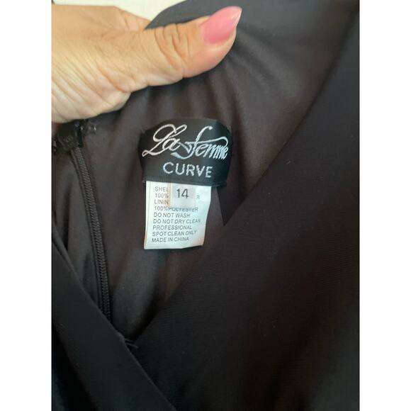 La Femme Long Sleeve Faux Wrap Gown size 14 - Picture 4 of 10